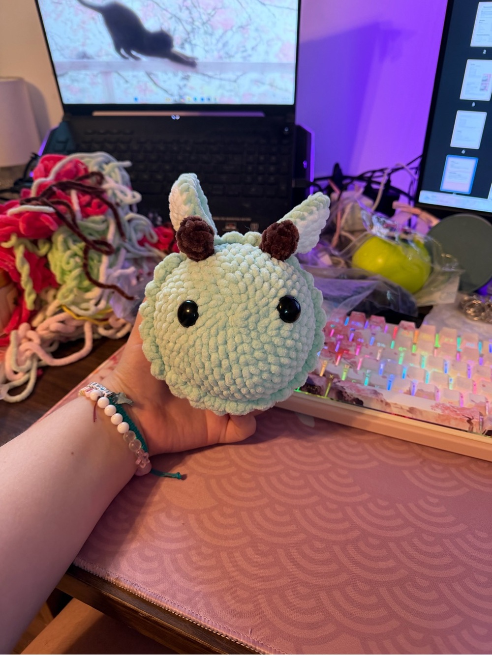 Handmade Plushie macron bee